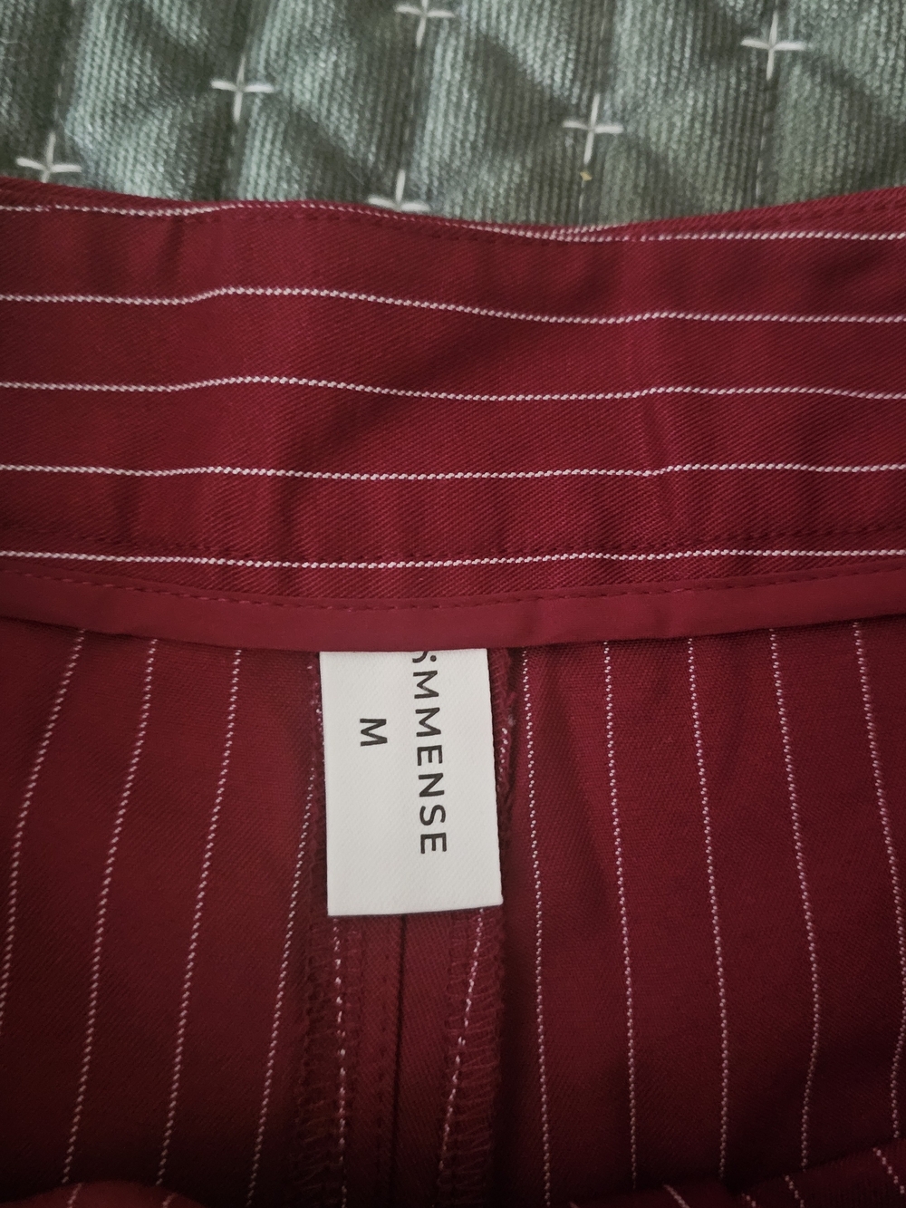 High-Waist Burgundy Pinstripe Wide Leg Pants - Picture 2 of 4